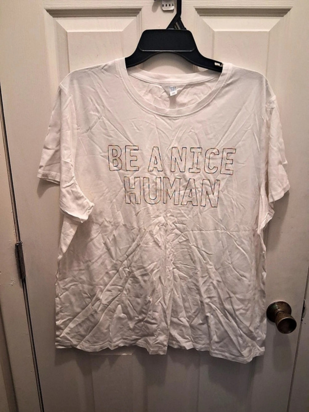 Time and Tru Be A Nice Human in White Size XXL Like New
